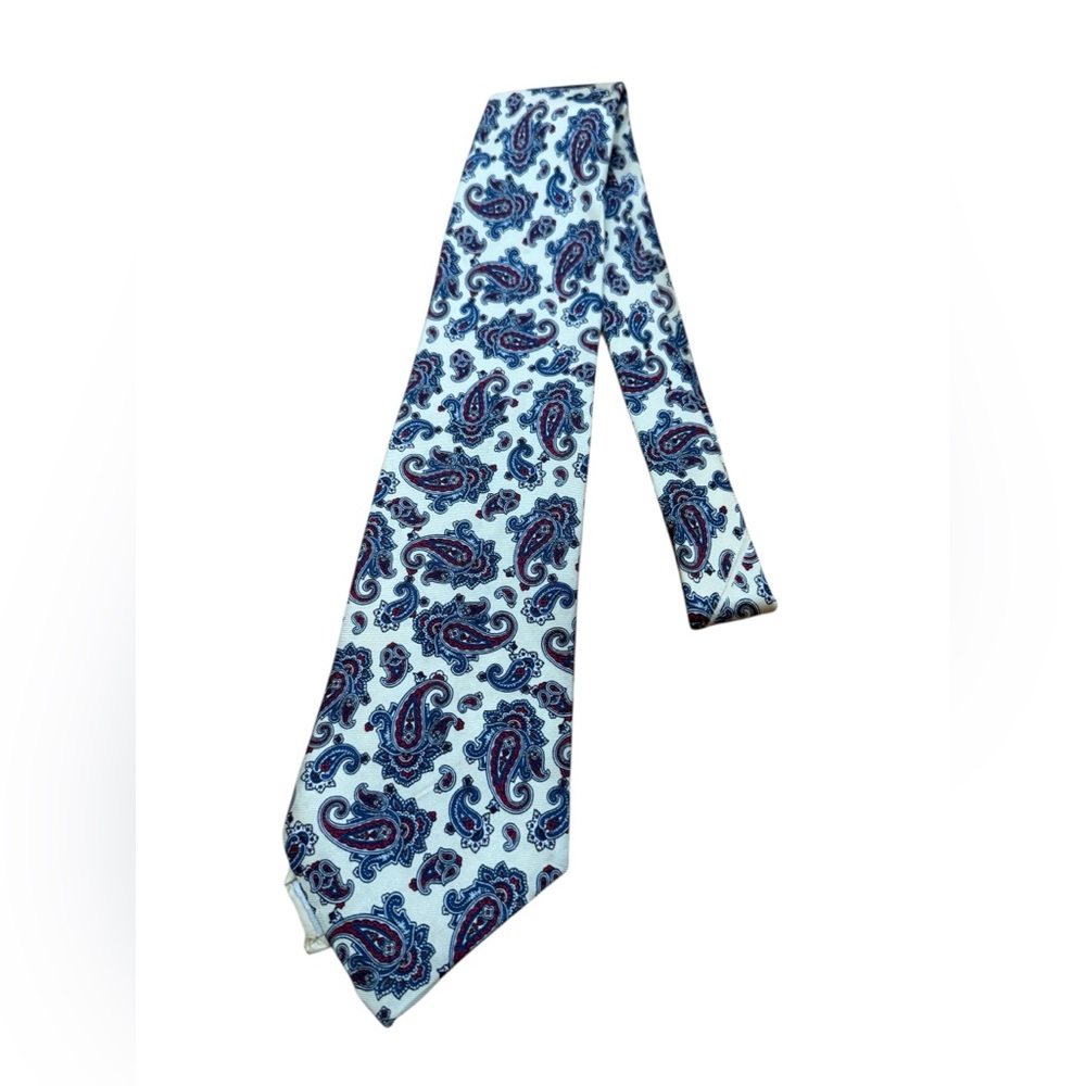 Hardy Amies Cream and Blue Paisley Tie